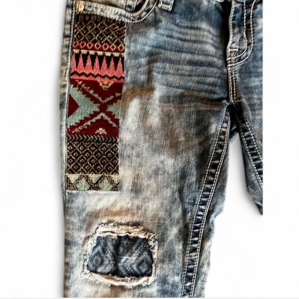 Miss Me Denim Capri with Aztec Patch-work, 28 - Picture 3 of 9